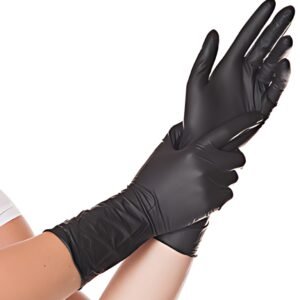 HYGOSTAR Gant nitrile SAFE LONG, M, sans poudre, noir