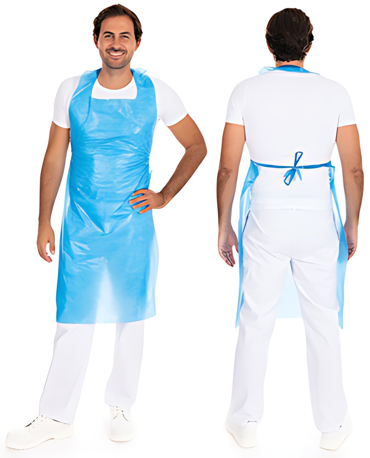 HYGONORM Tablier LDPE usage unique, bouchardé, bleu