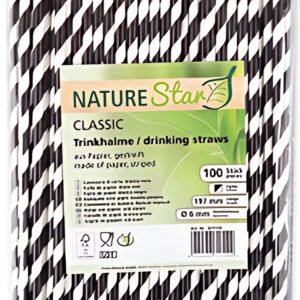 NATURE Star Paille en papier, 197 mm, rayé bleu foncé/blanc