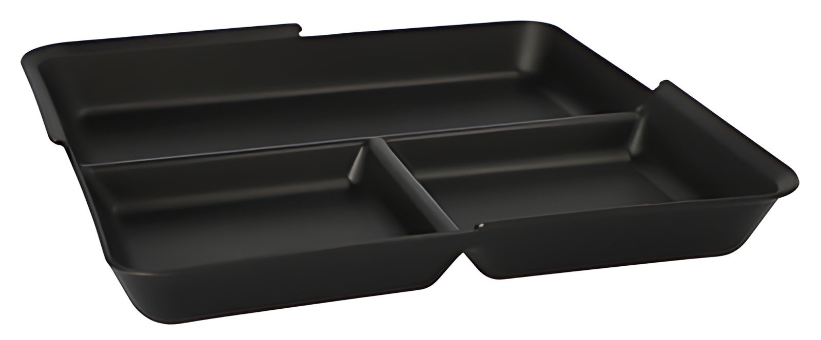 PAPSTAR Barquette Circulware, carré, 3 compartiments, noir