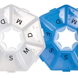 Pilulier hebdomadaire Lifemed, plastique, transparent / bleu