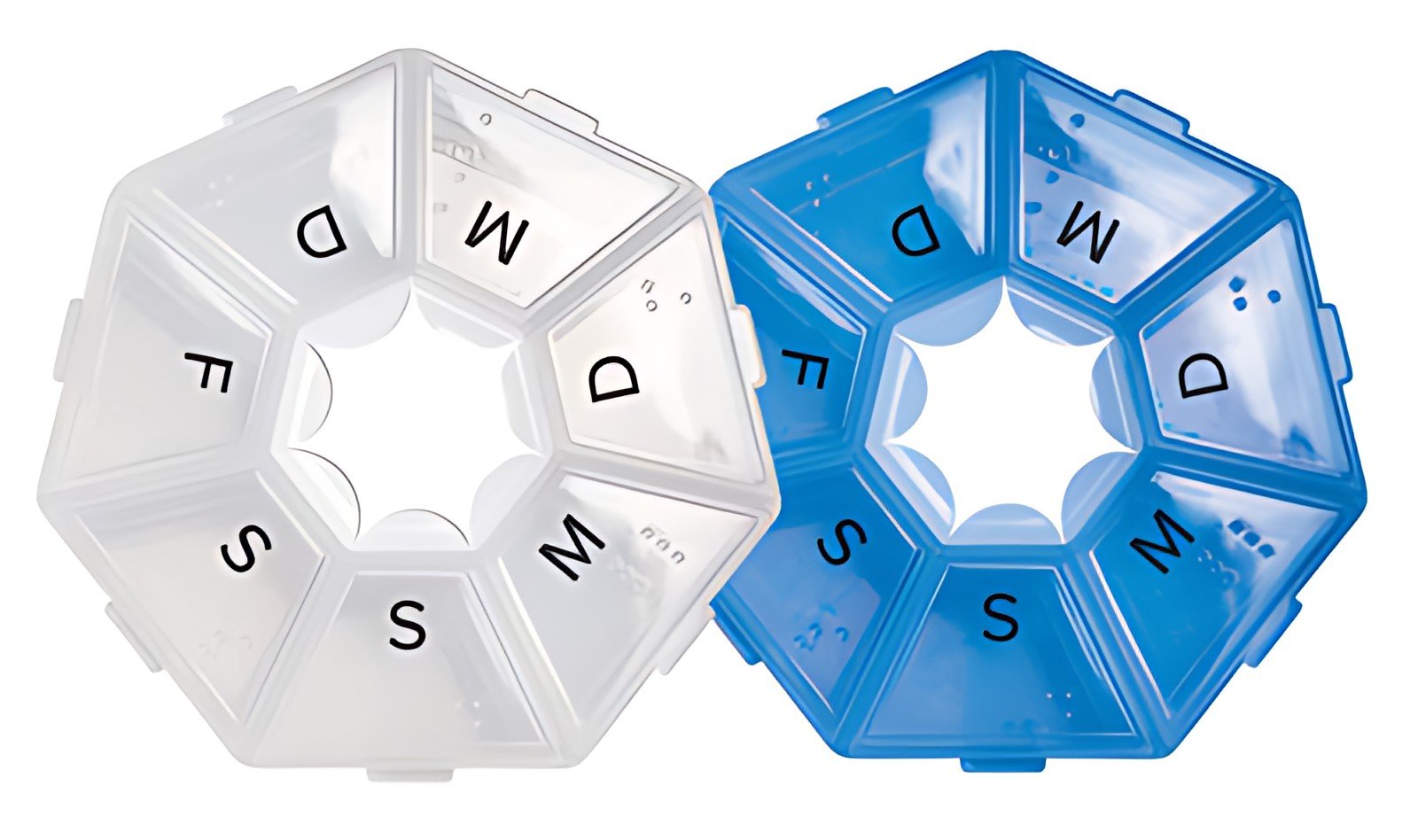 Pilulier hebdomadaire Lifemed, plastique, transparent / bleu