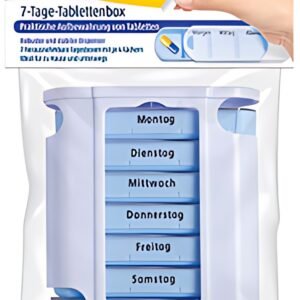 Boîte de comprimés Lifemed 7 jours, plastique, blanc/bleu