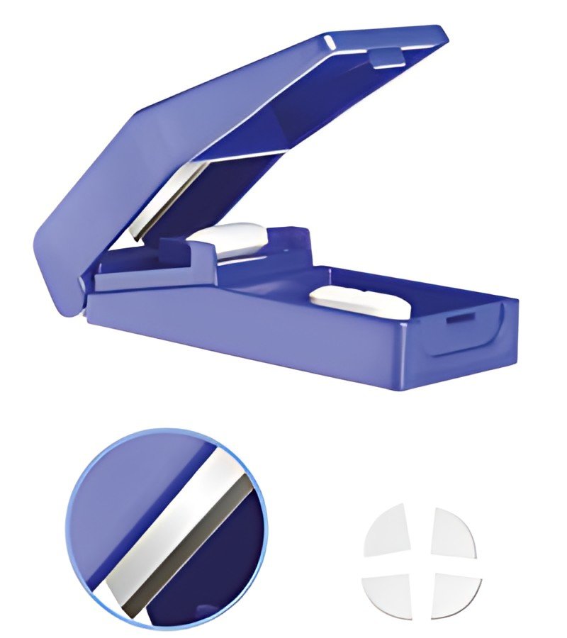 Lifemed Coupe-comprimé avec réservoir, bleu
