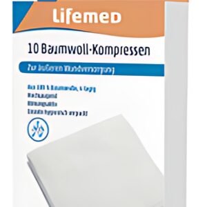 Lifemed Compresse de coton, 95 x 95 mm, blanc