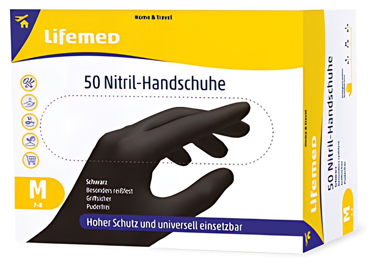 Lifemed Gant en nitrile, noir, sans poudre, taille S