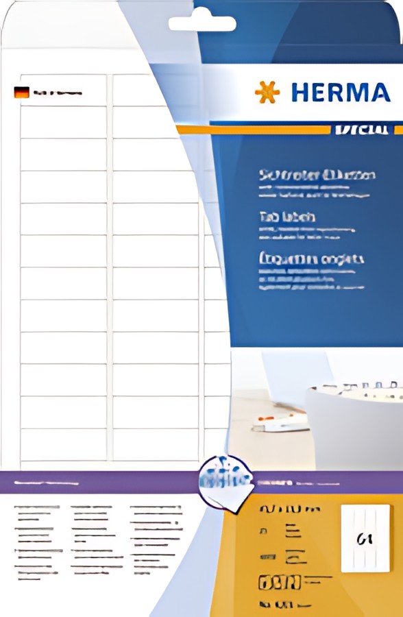 HERMA Etiquettes onglets SPECIAL, 45,7  x 16,9 mm, blanc