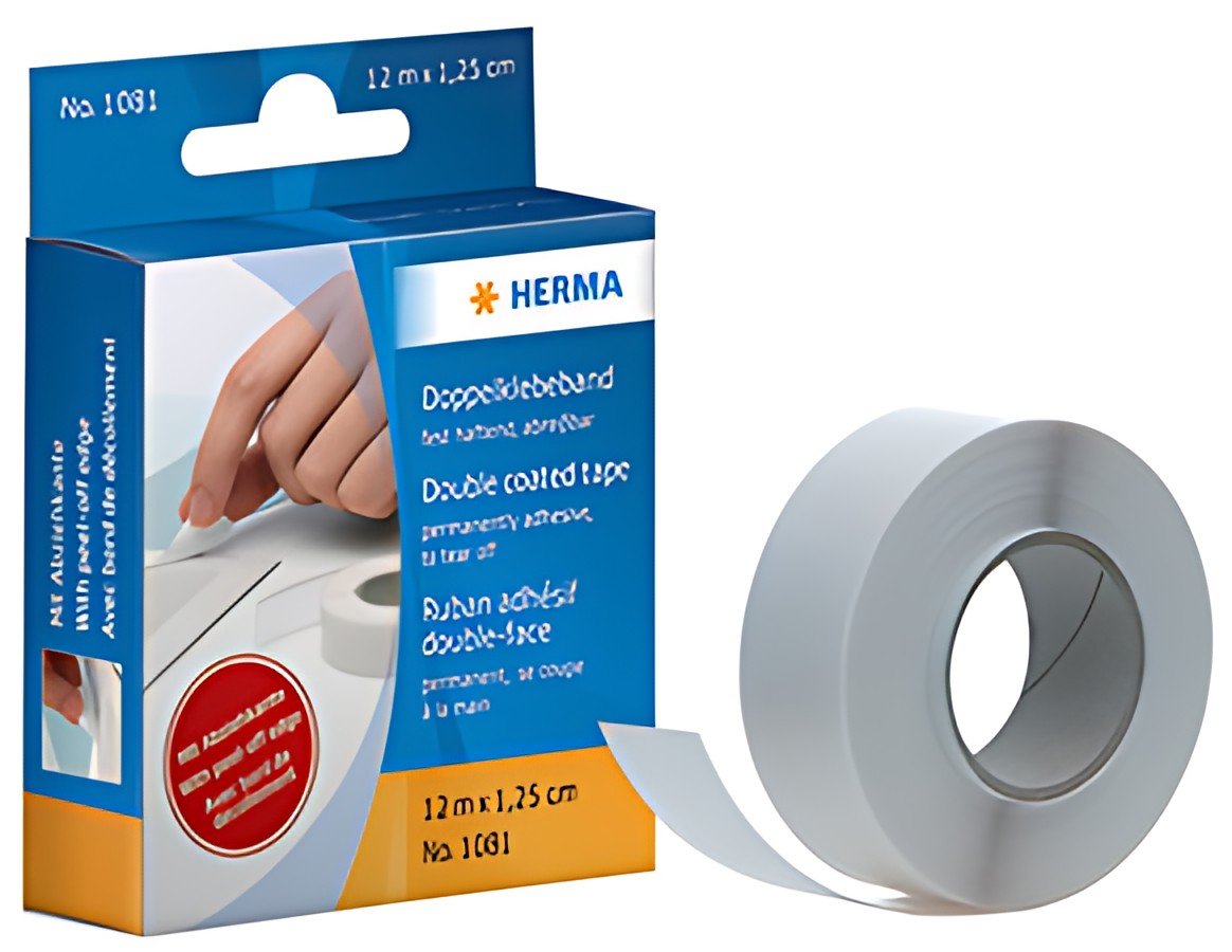 HERMA Ruban adhésif double-face, 12,5 mm x 12 m, blanc