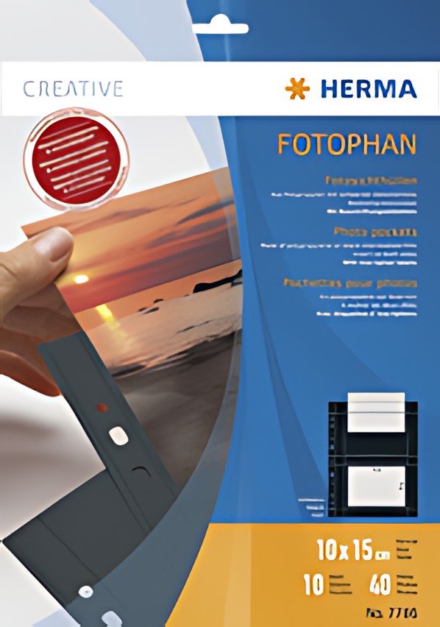 HERMA Pochettes transparentes A4 Fotophan, pour photos 13x18