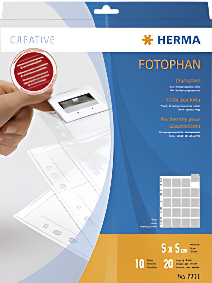 HERMA Pochettes pour petites dias, 5 x 5 cm, claires, en PP