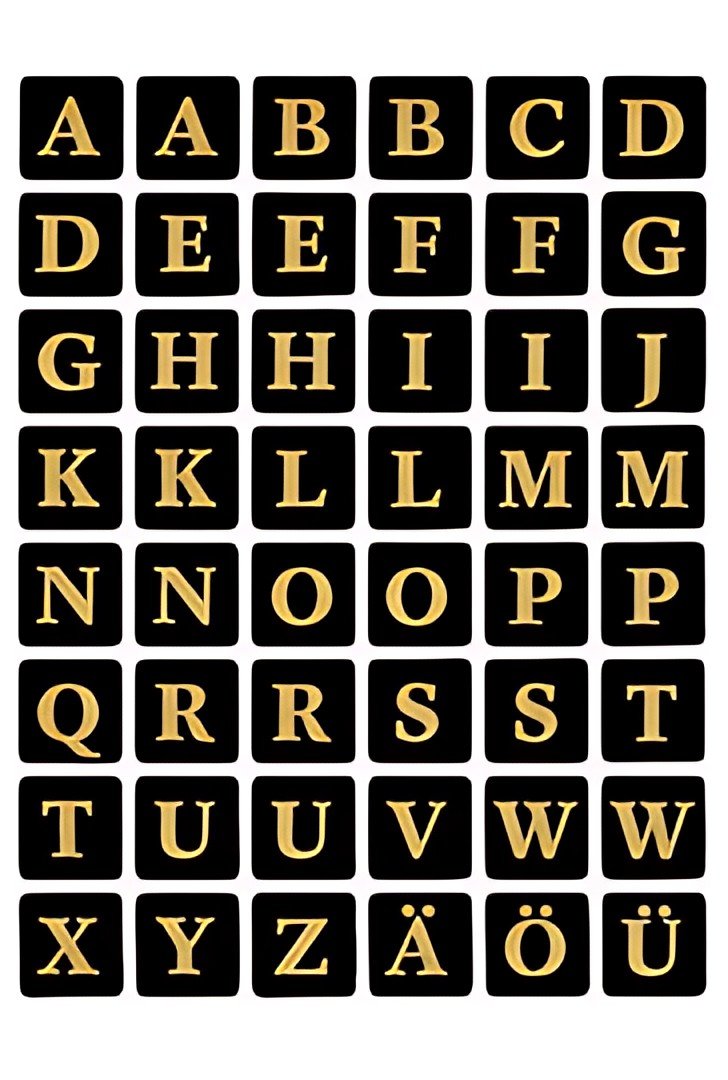 HERMA stickers alphabetique A-Z, film marqué, noir/or