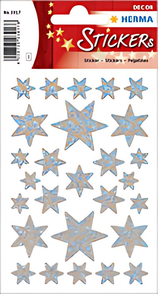 HERMA Sticker de Noël DECOR "étoiles", argent, film irisé