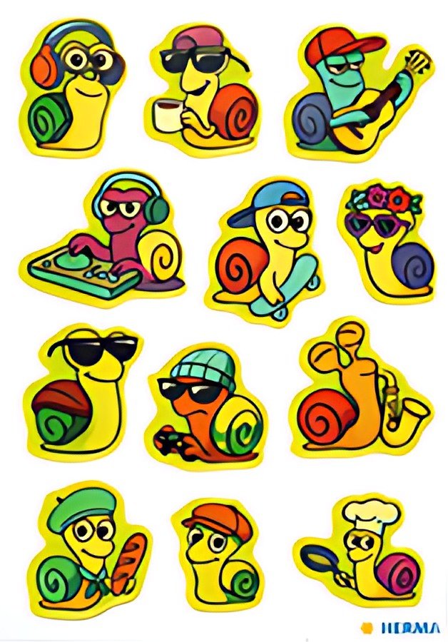 HERMA Stickers MAGIC Escargots rigolos, couleurs fluo