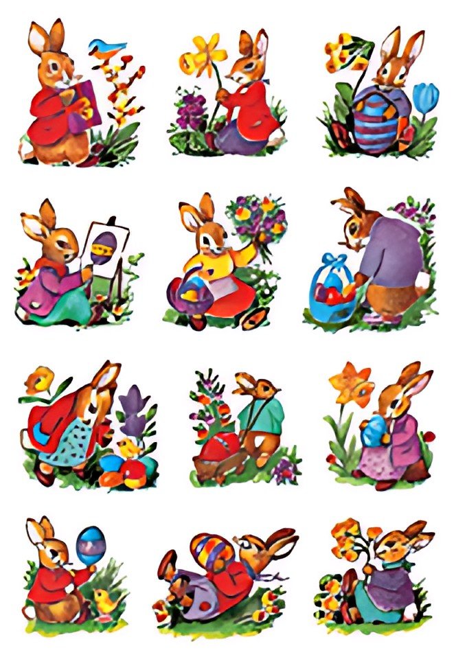 HERMA Stickers de Pâques DECOR "Lapins nostalgiques"