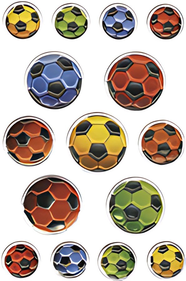 HERMA Sticker MAGIC "Ballons de foot multicolores", gaufré