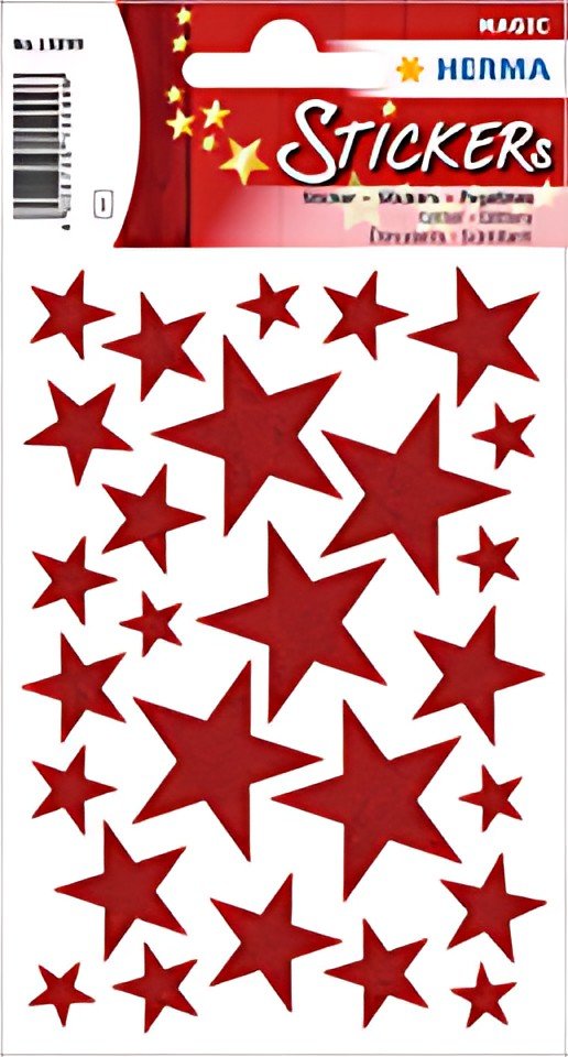 HERMA Autocollants de Noel MAGIC "étoiles rouge", pailletté