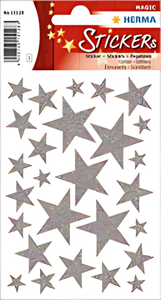 HERMA Autocollants de Noel MAGIC "étoiles argent", pailletté