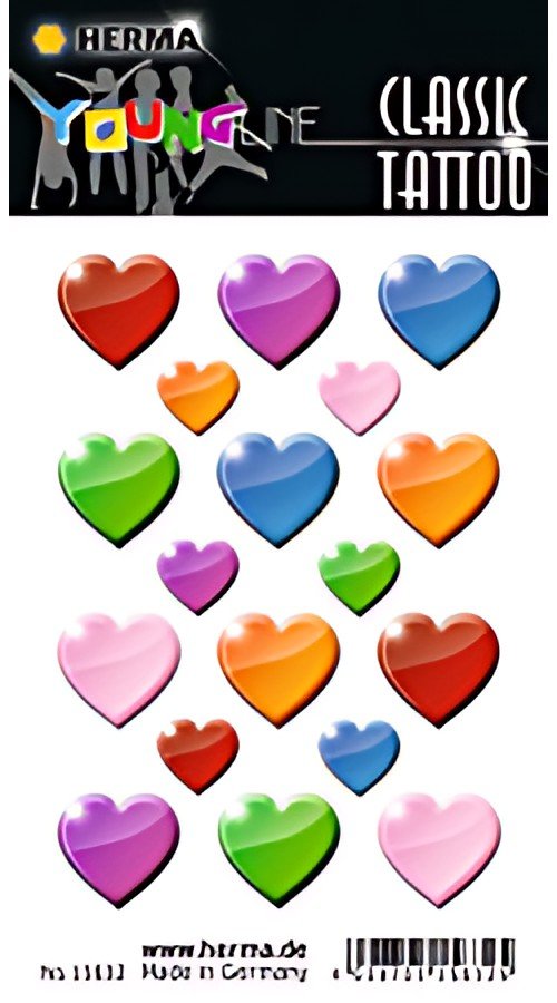 HERMA Tatouage CLASSIC "Coeurs multicolores"