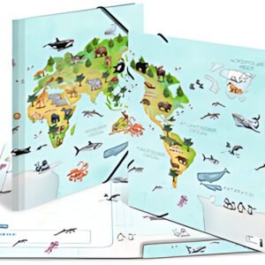 HERMA Chemise à élastiques "Mappemonde des animaux", A3