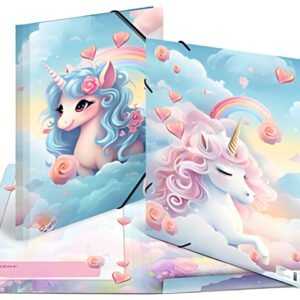 HERMA Chemise à élastique "Happy Unicorns", carton, A3