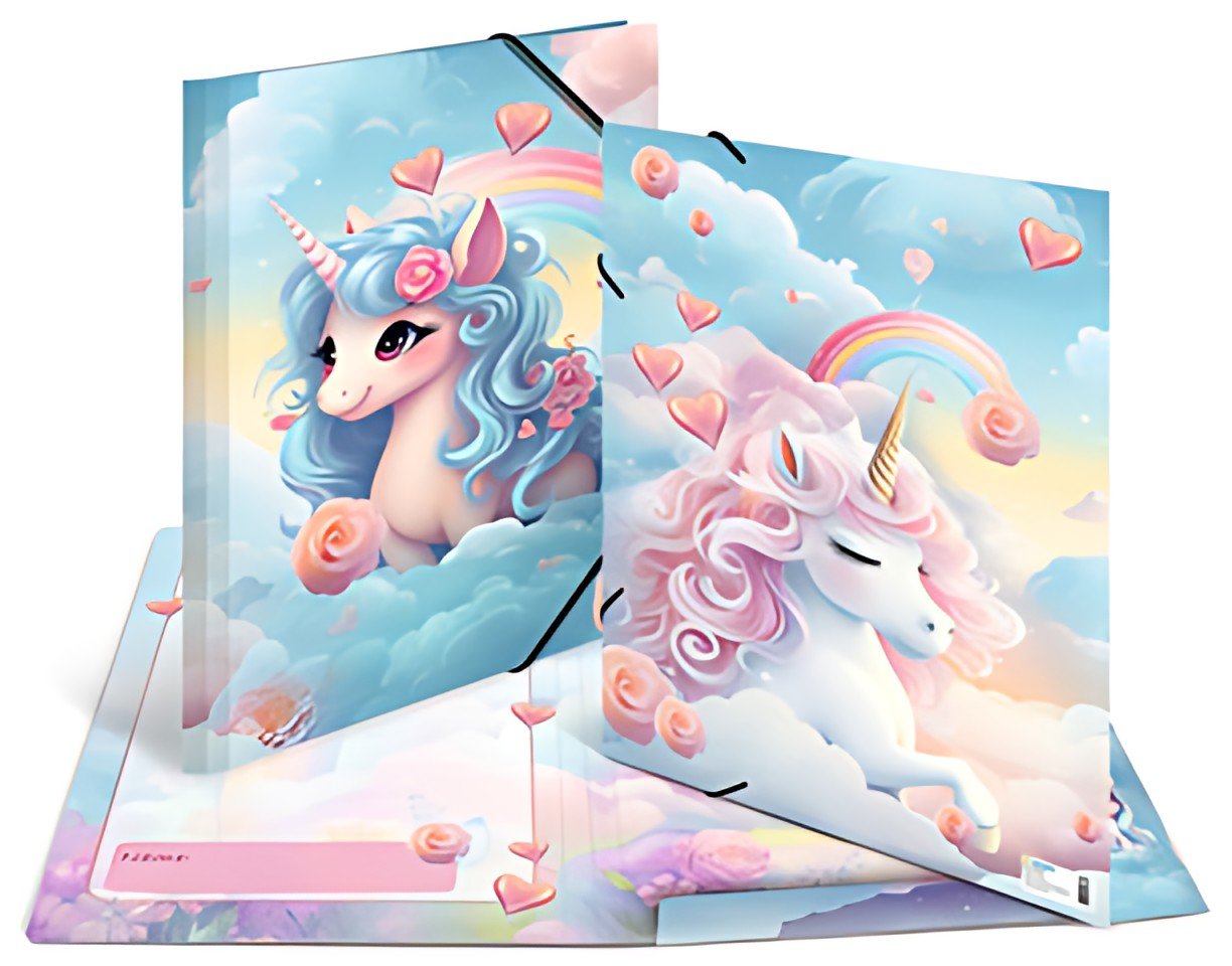 HERMA Chemise à élastique "Happy Unicorns", carton, A3