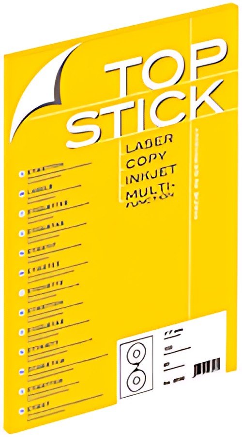 TOP STICK Etiquette CD/DVD, diamètre: 117 mm, blanc