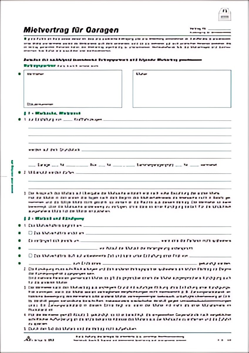 Formulaire RNK Verlag "Contrat de location pour garages, DIN A4