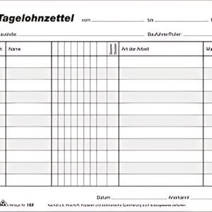 Formulaire RNK Verlag « Fiche de salaire journalière », bloc-notes, SD, DIN A5 paysage