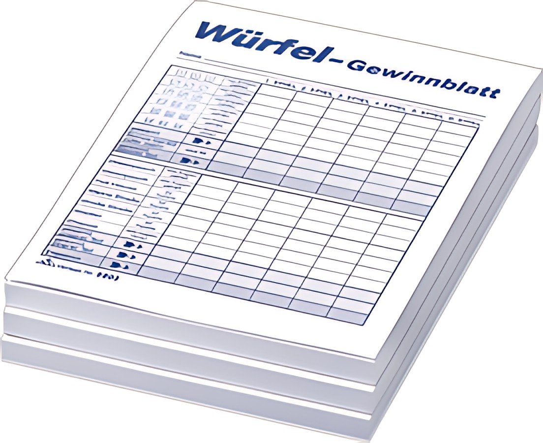 RNK Verlag Bloc-notes pour jeu de dés, bloc, format A6, de 3