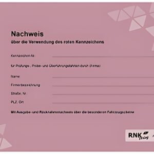 RNK Verlag Livret de preuves pour plaques d'immatriculation rouges, DIN A5 paysage
