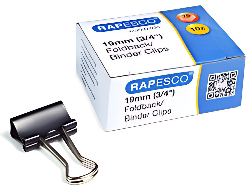 RAPESCO Pince double clip, largeur: 19 mm, noir, 80 pièces