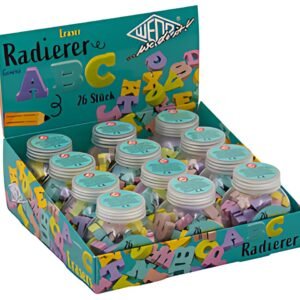 Gomme plastique WEDO ABC, présentoir de 12