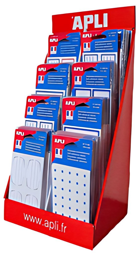 APLI Etiquettes scolaires assorties, en présentoir de 160