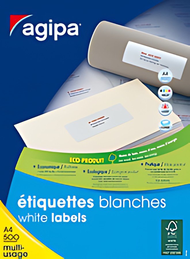 agipa Etiquette universelle, 38 x 21,2 mm, blanc
