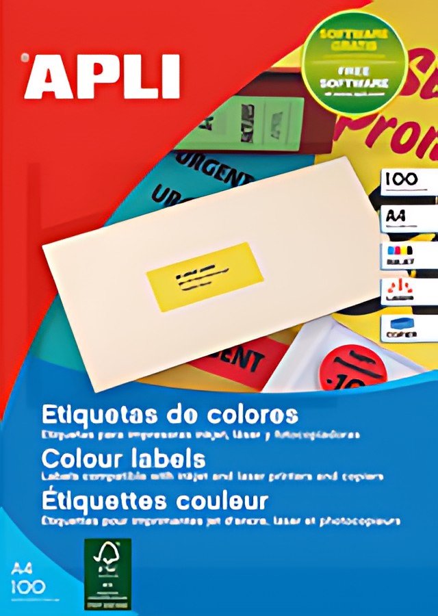 APLI Etiquette d'adresse, 105 x 37 mm, coins droits, jaune