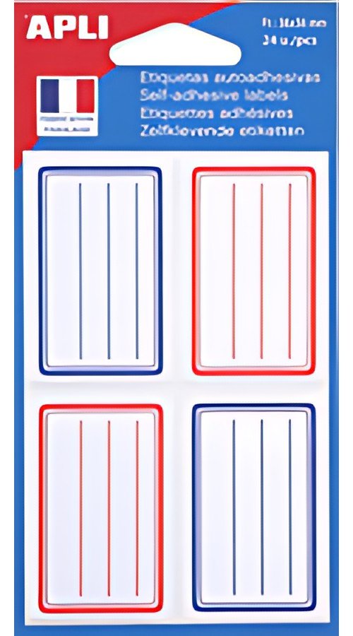 APLI Etiquettes pour livre, rouge/bleu, 36 x 56 mm, lignées
