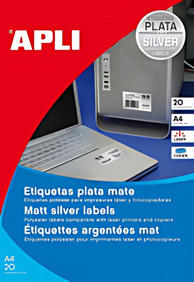 APLI Etiquette polyester, résistant, rond, argent mat
