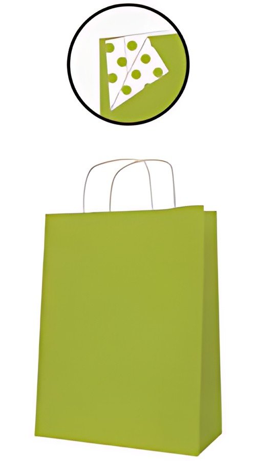 APLI Sac en papier, kraft, moyen, vert lime