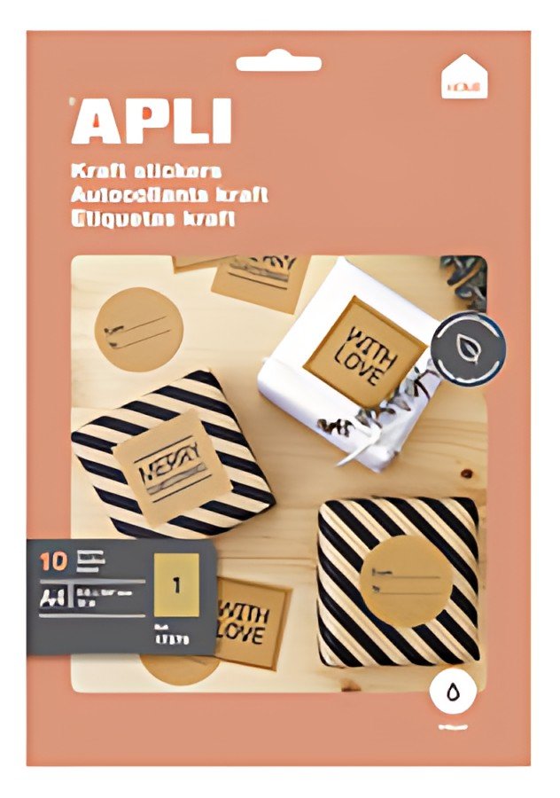 APLI Etiquette en papier kraft, 210 x 297 mm, kraft brun