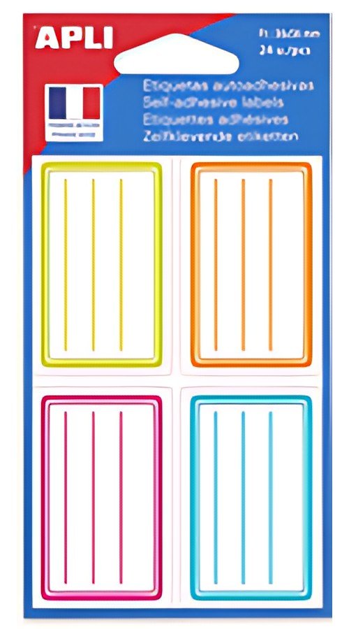 APLI Etiquettes pour livre, 36 x 56 mm, lignées, assorti