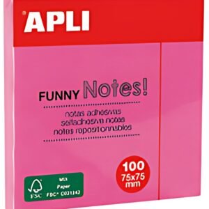 APLI Notes adhésives "FUNNY Notes!", 75 x 75 mm, rose fluo