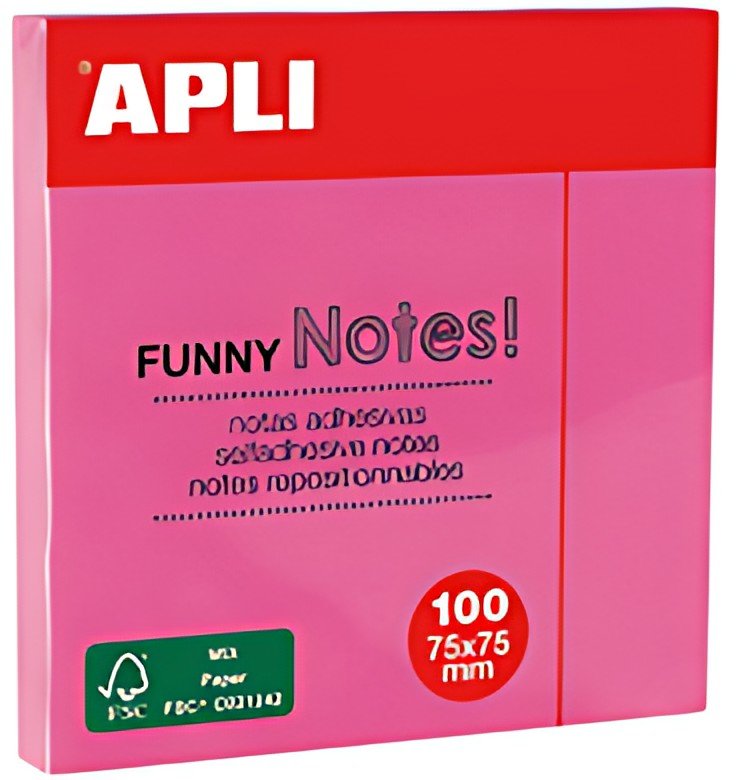APLI Notes adhésives "FUNNY Notes!", 75 x 75 mm, rose fluo