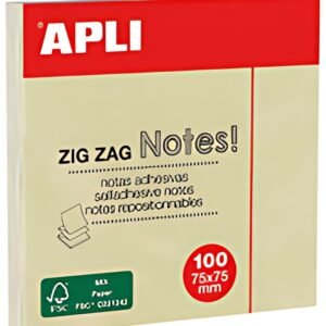 APLI Notes adhésives "ZIG ZAG Notes!", 75 x 75 mm, jaune