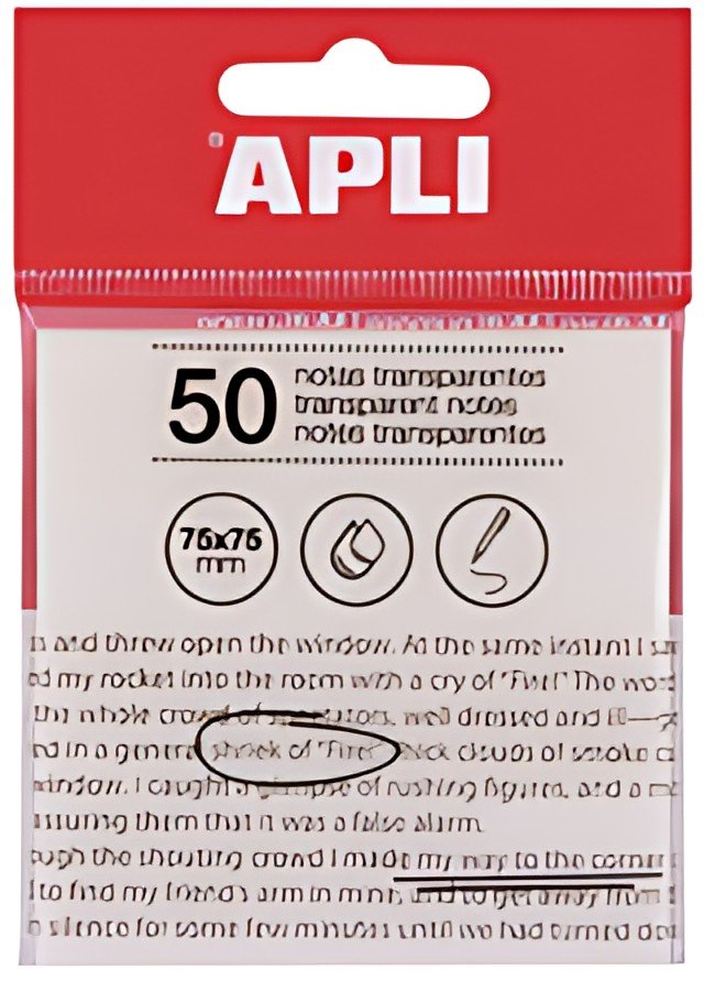 APLI Notes adhésives, 75 x 75 mm, incolore transparent