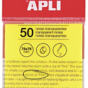 APLI Notes adhésives, 75 x 75 mm, jaune transparent