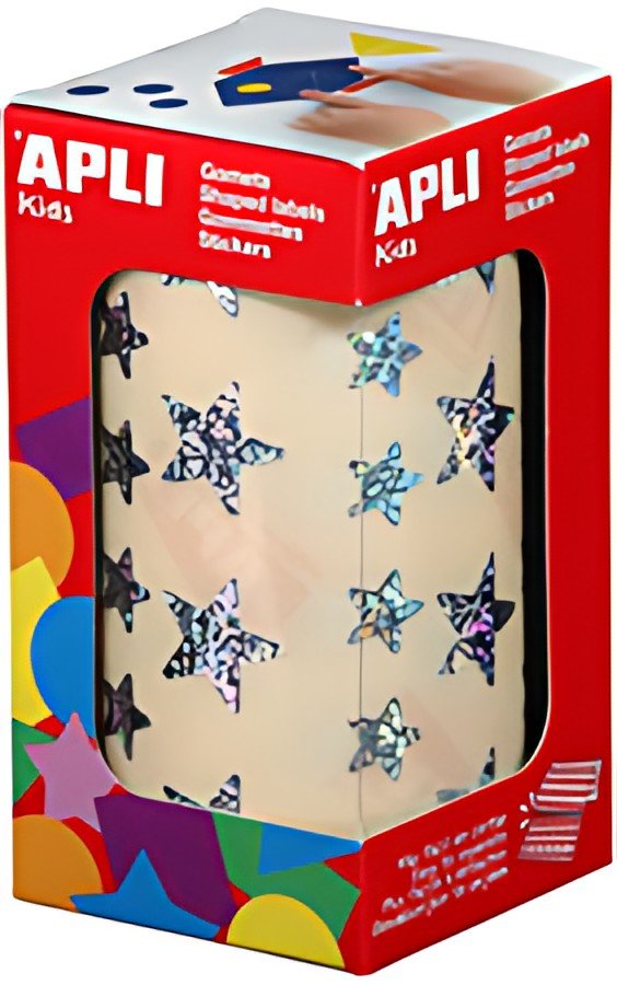 APLI kids Gommettes "Etoile", en rouleau, argent Holographie