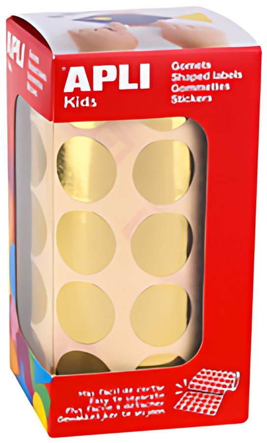 APLI kids Gommettes "Rond" en rouleau, or