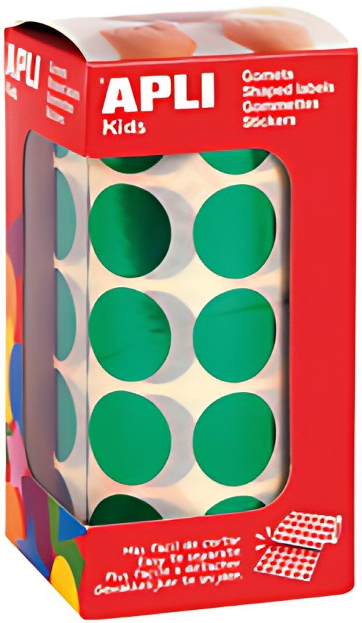 APLI kids Gommettes "Rond" en rouleau, vert métallisé