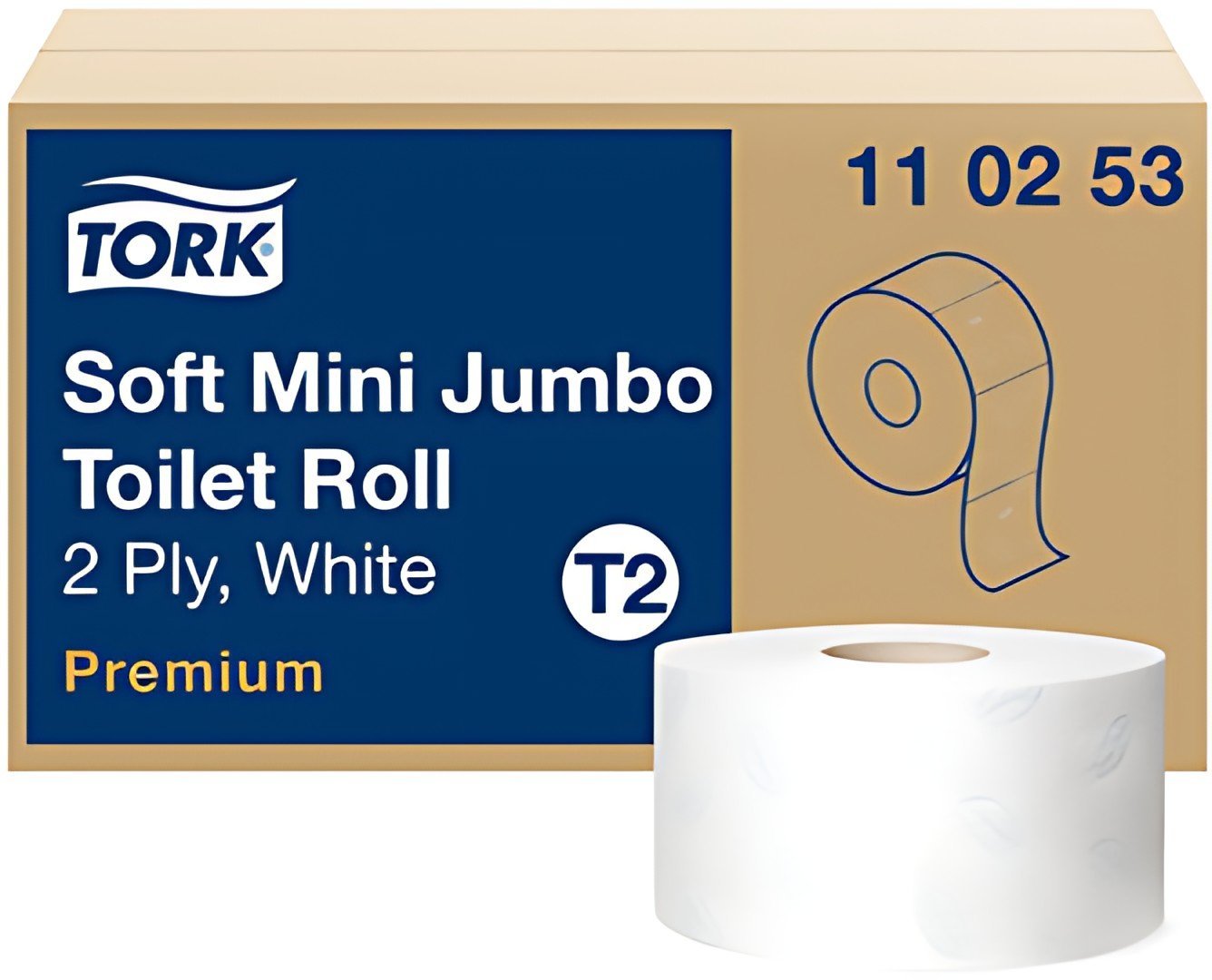 TORK Papier toilette en mini-rouleau Jumbo, 2 plis, blanc