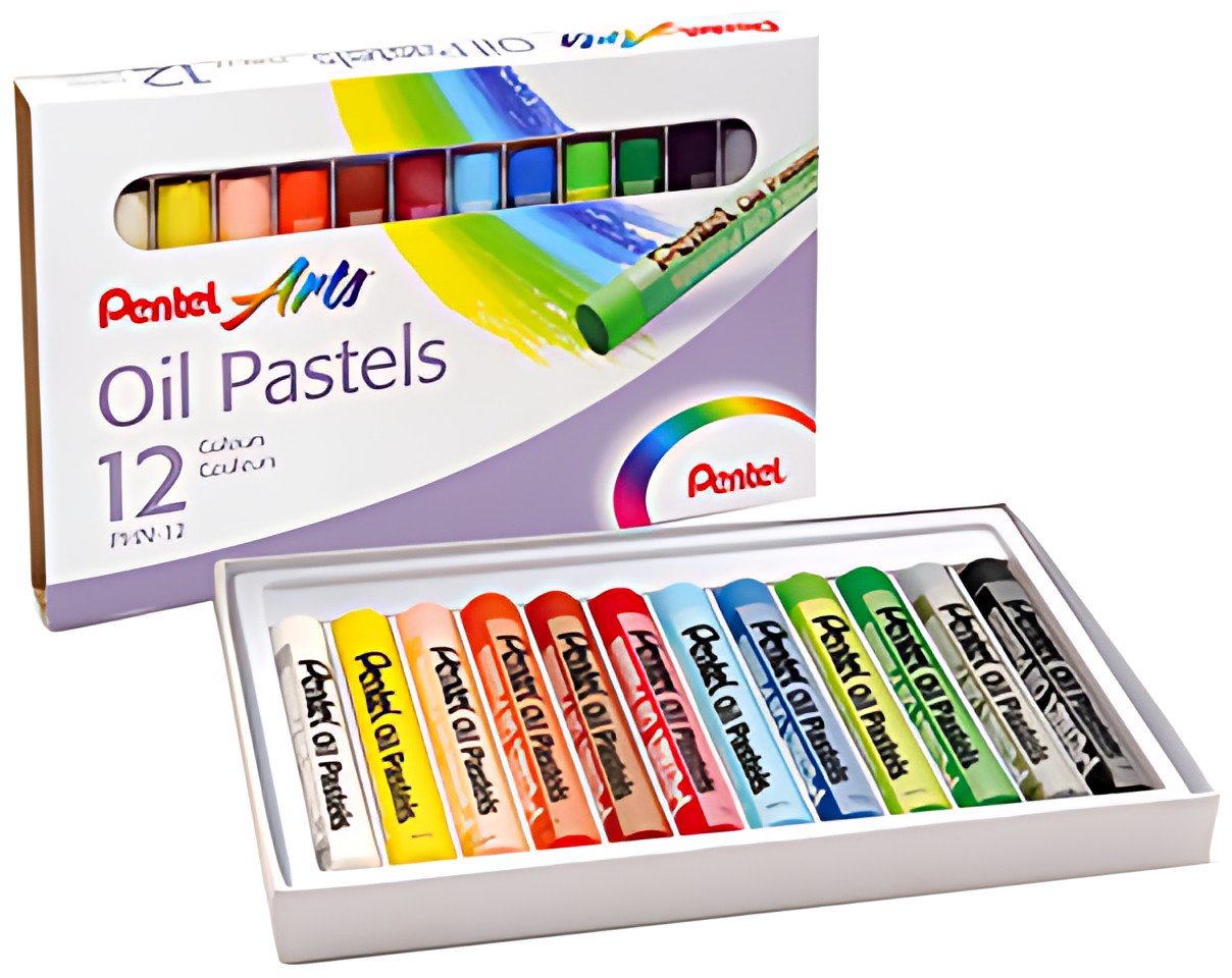 PentelArts Pastels à huile PHN4, étui en plastique de 12